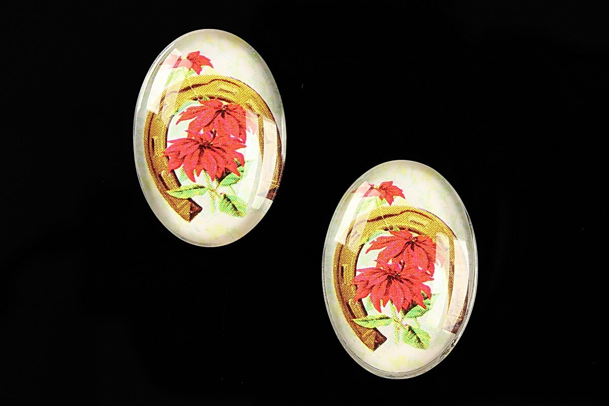 Cabochon sticla 25x18mm "Christmas" cod 581