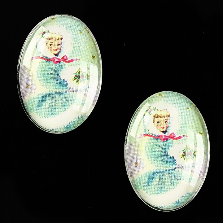 Cabochon sticla 25x18mm "Christmas" cod 583