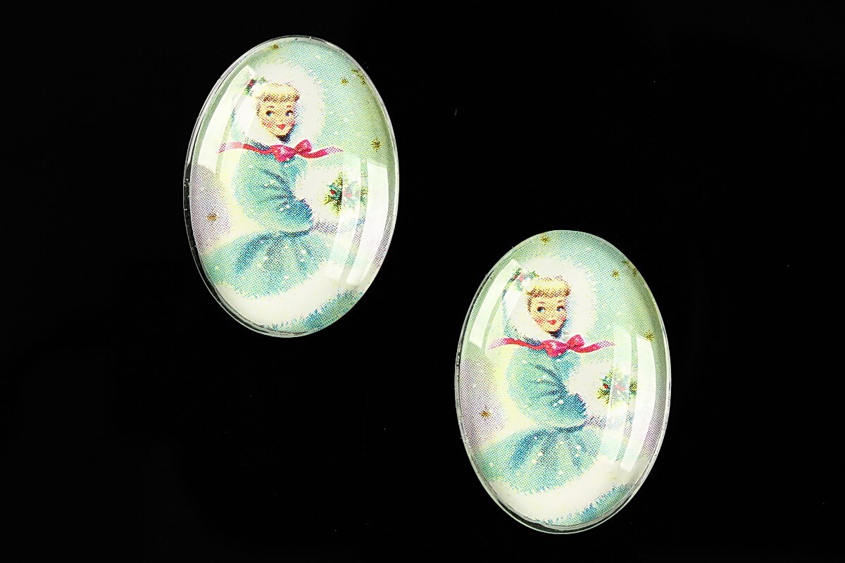 Cabochon sticla 25x18mm "Christmas" cod 583