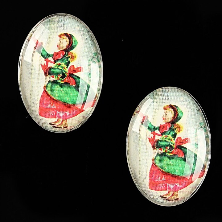 Cabochon sticla 25x18mm "Christmas" cod 584