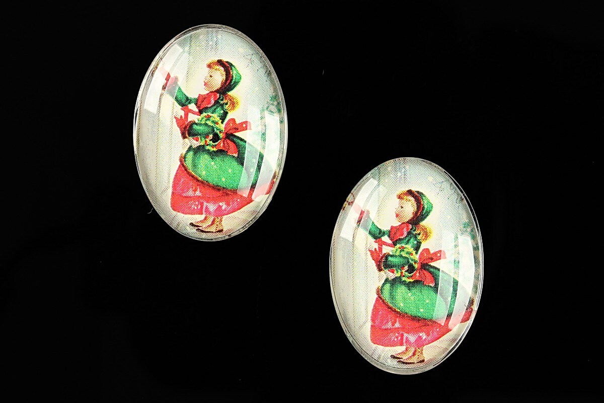 Cabochon sticla 25x18mm "Christmas" cod 584