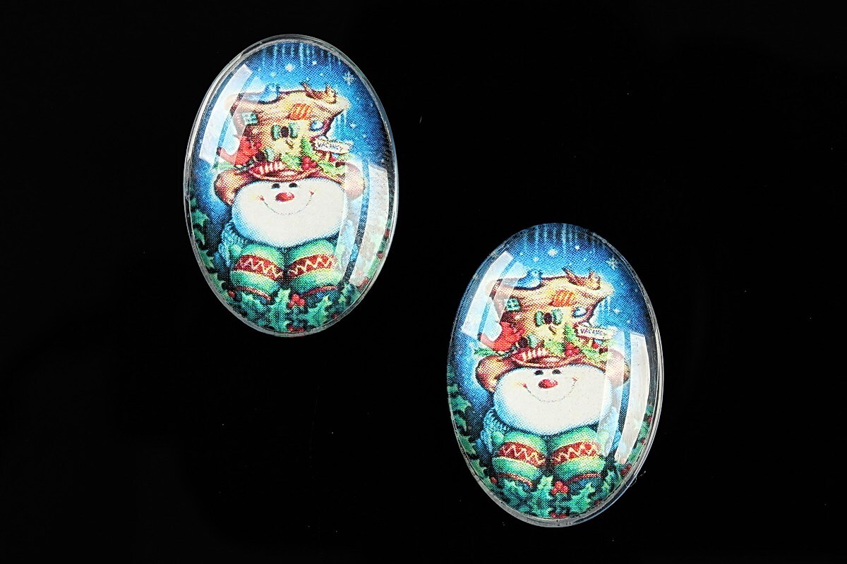 Cabochon sticla 25x18mm "Christmas" cod 586