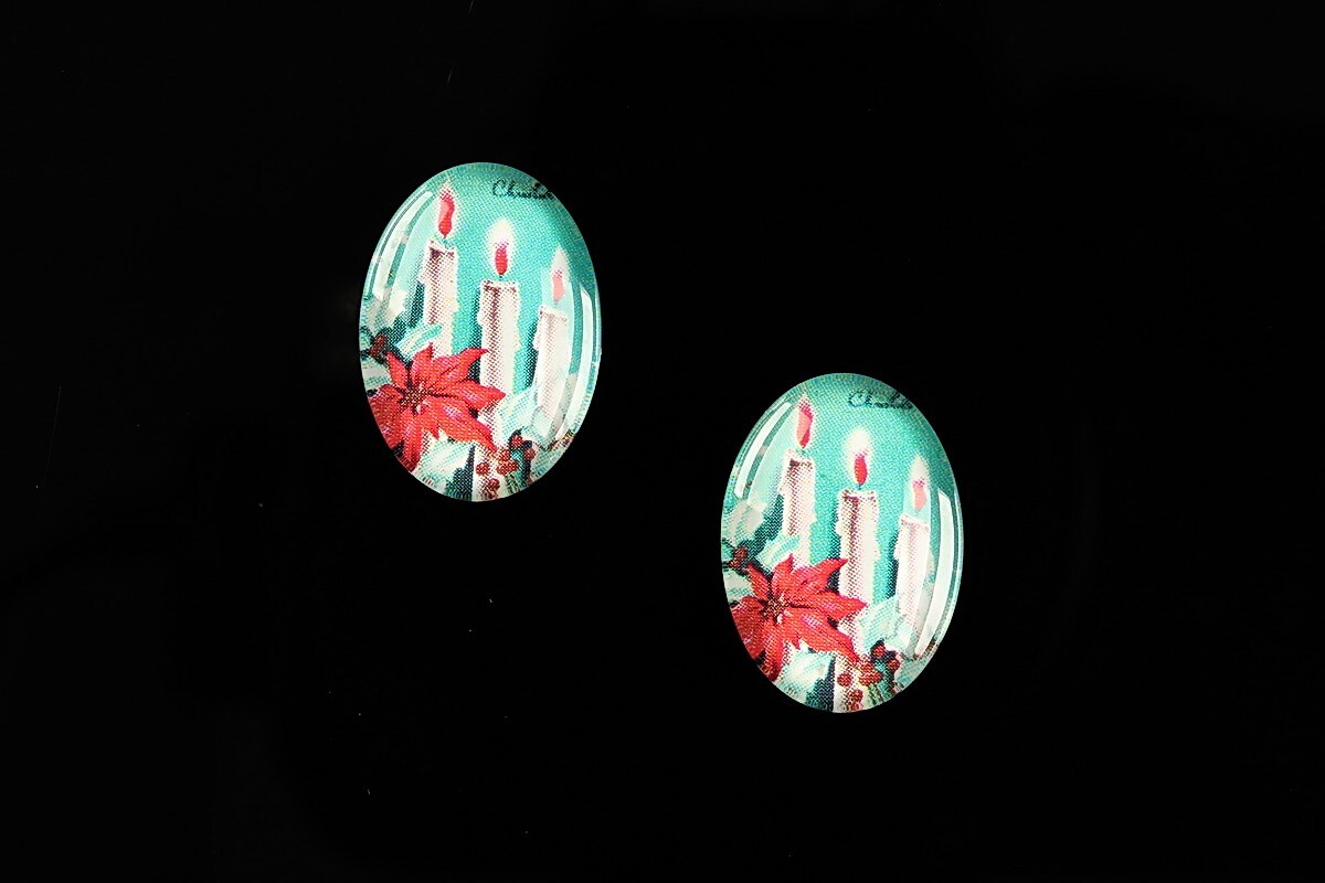 Cabochon sticla 18x13mm "Christmas" cod 587