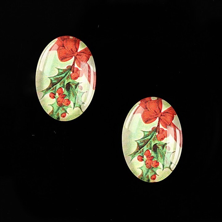 Cabochon sticla 18x13mm "Christmas" cod 588