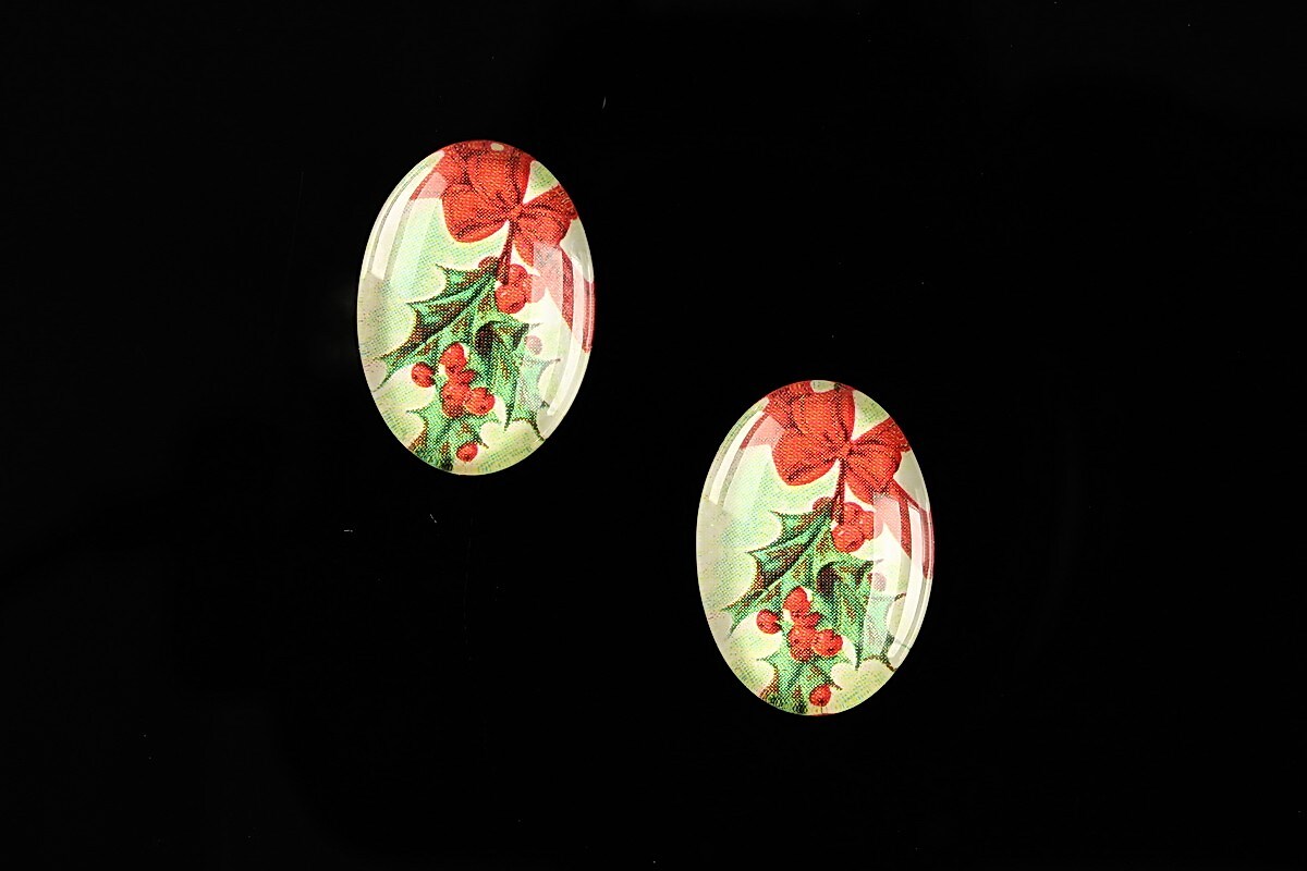 Cabochon sticla 18x13mm "Christmas" cod 588