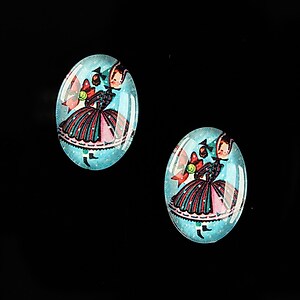 Cabochon sticla 18x13mm "Christmas" cod 589