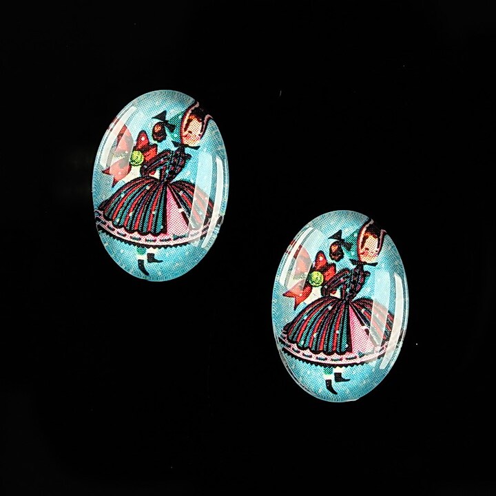 Cabochon sticla 18x13mm "Christmas" cod 589