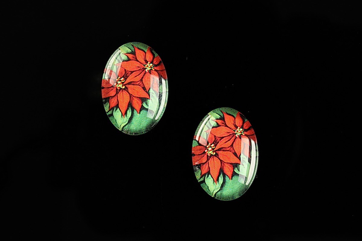 Cabochon sticla 18x13mm "Christmas" cod 590