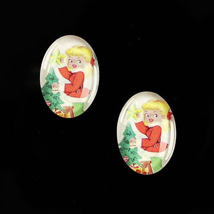 Cabochon sticla 18x13mm "Christmas" cod 591