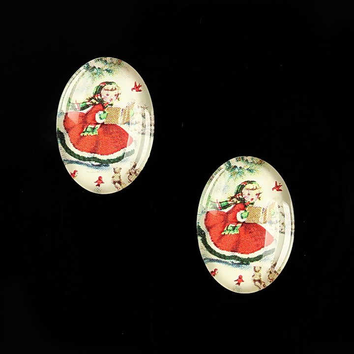 Cabochon sticla 18x13mm "Christmas" cod 592