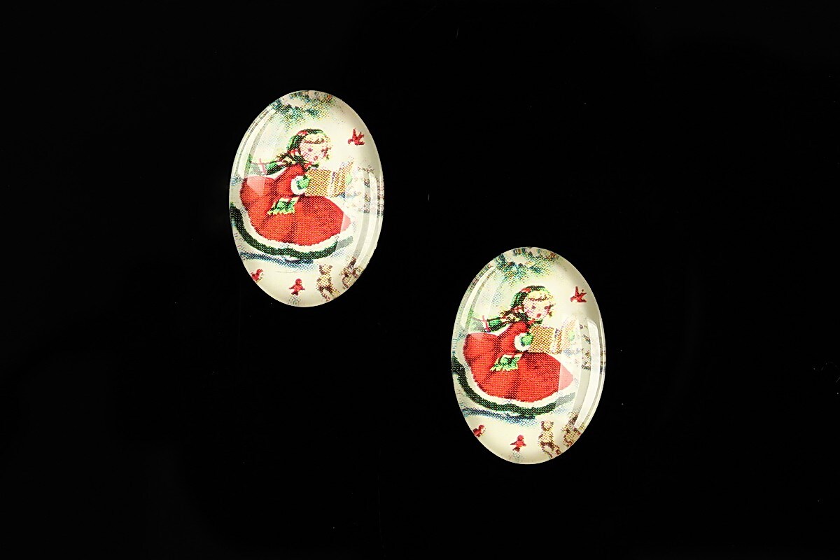 Cabochon sticla 18x13mm "Christmas" cod 592