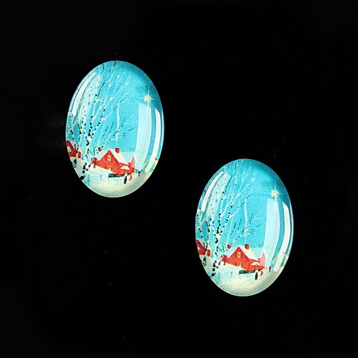 Cabochon sticla 18x13mm "Christmas" cod 593