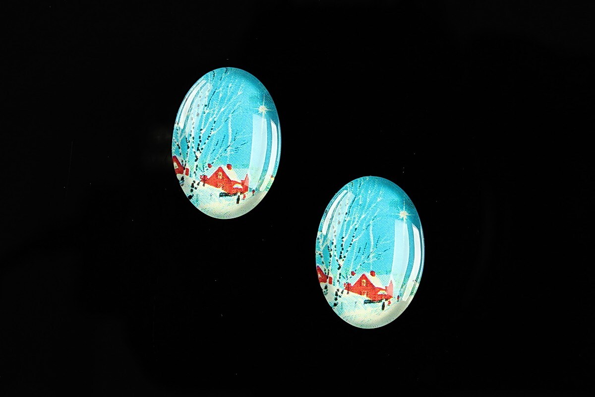 Cabochon sticla 18x13mm "Christmas" cod 593