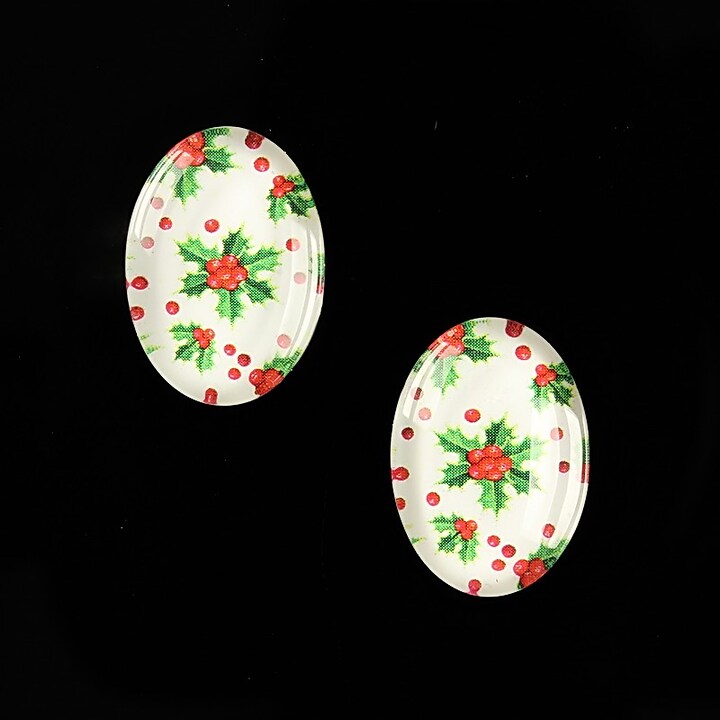 Cabochon sticla 18x13mm "Christmas" cod 595