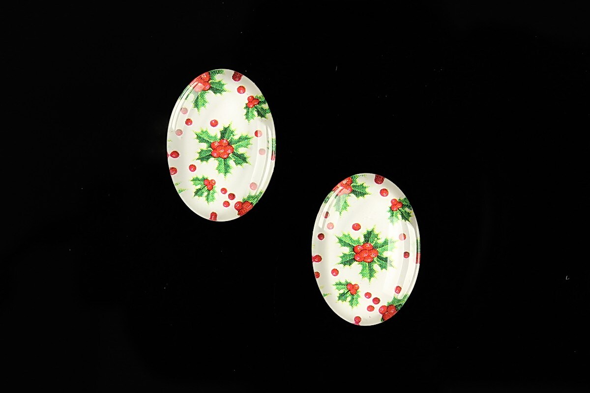 Cabochon sticla 18x13mm "Christmas" cod 595