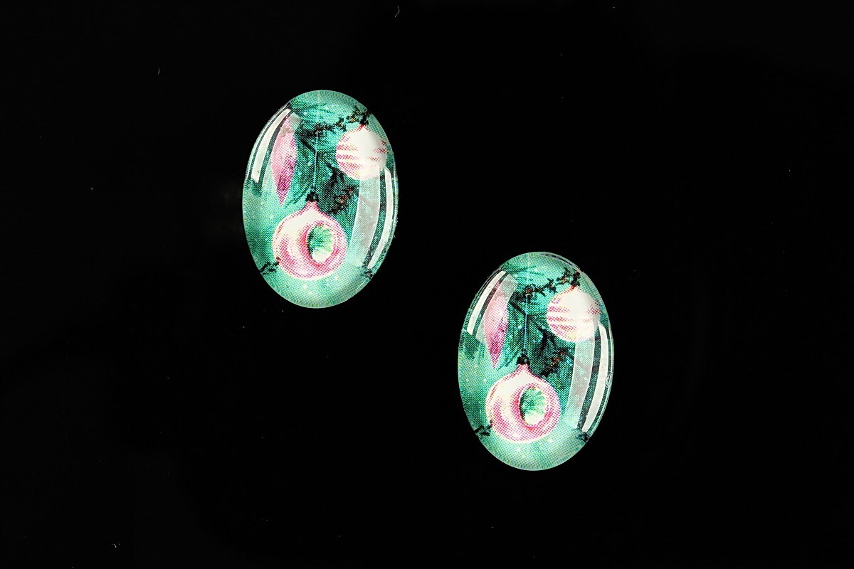 Cabochon sticla 18x13mm "Christmas" cod 597