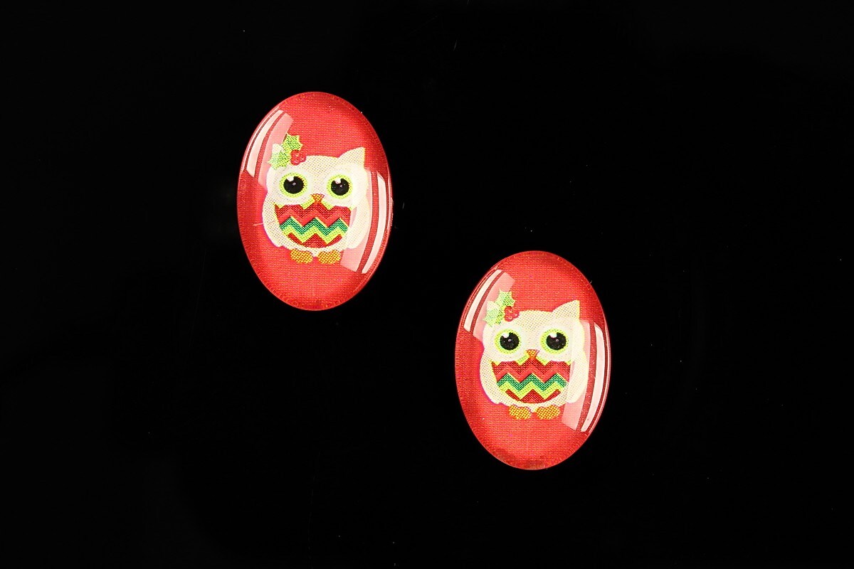 Cabochon sticla 18x13mm "Christmas" cod 598