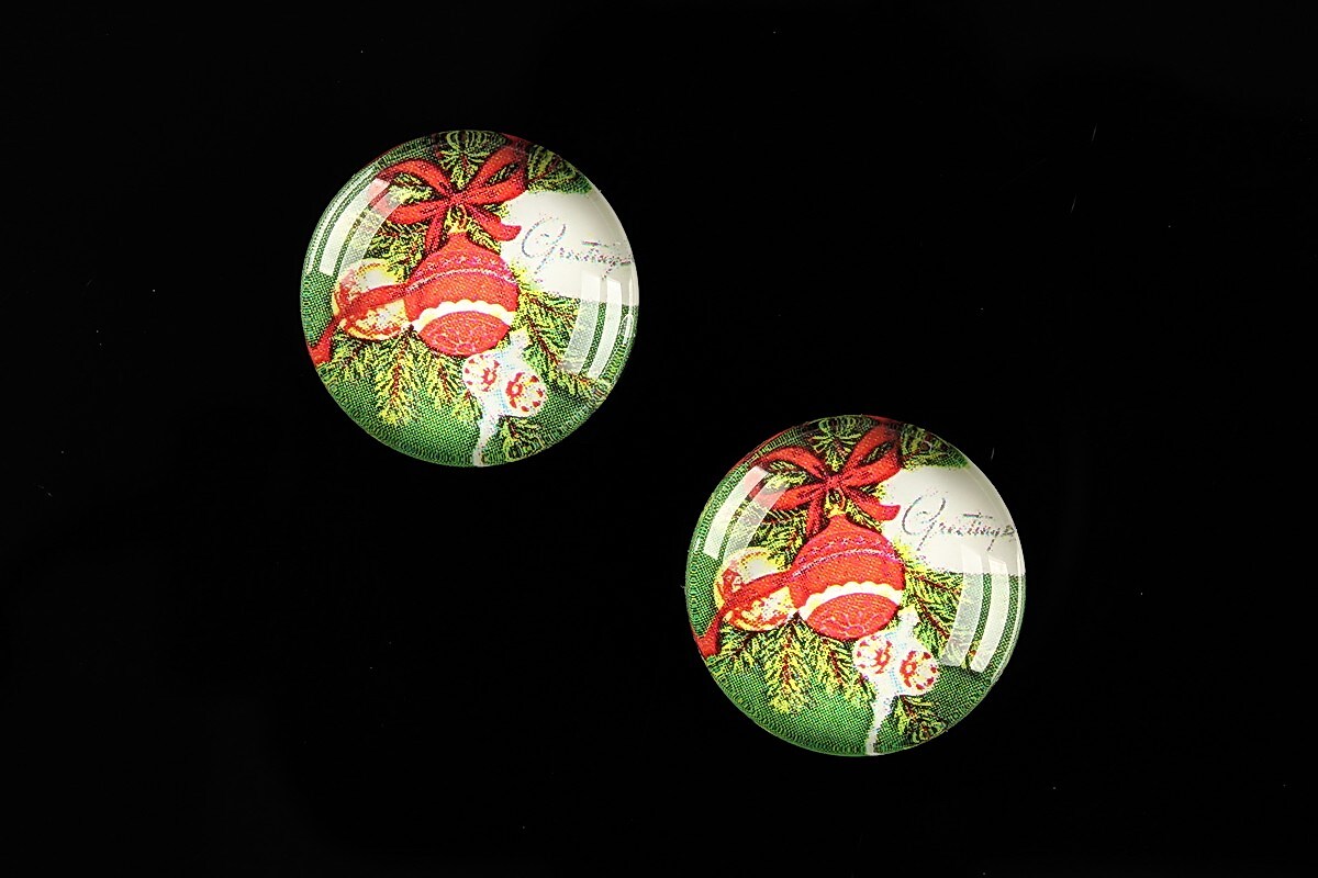 Cabochon sticla 18mm "Christmas" cod 600