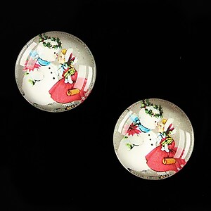 Cabochon sticla 18mm "Christmas" cod 601