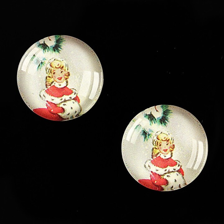 Cabochon sticla 18mm "Christmas" cod 602