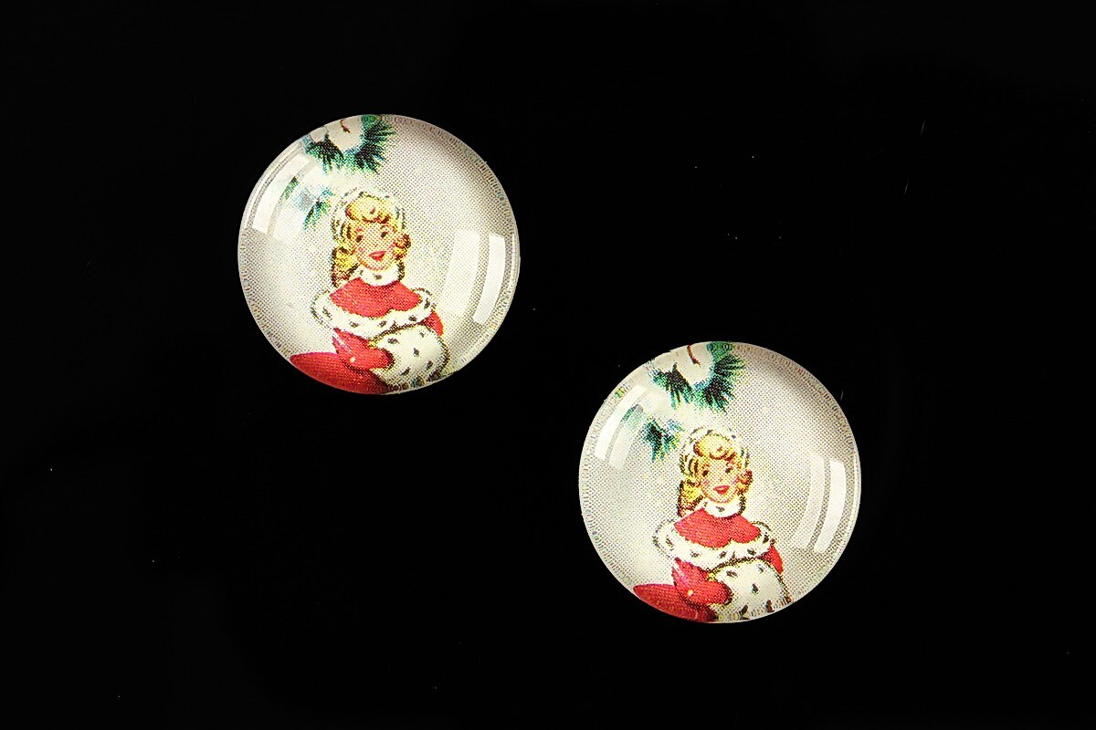 Cabochon sticla 18mm "Christmas" cod 602