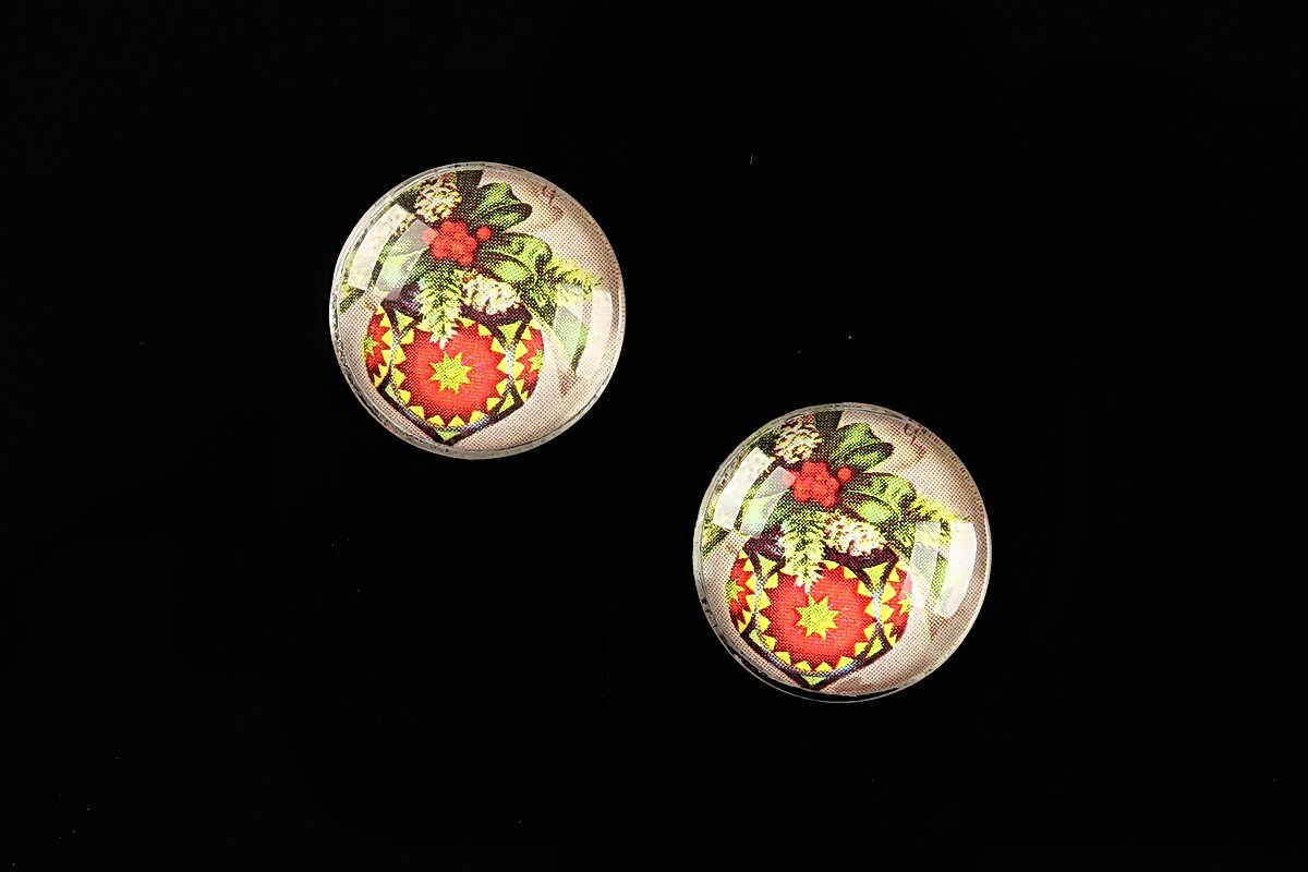 Cabochon sticla 16mm "Christmas" cod 608