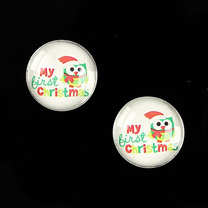 Cabochon sticla 16mm "Christmas" cod 610