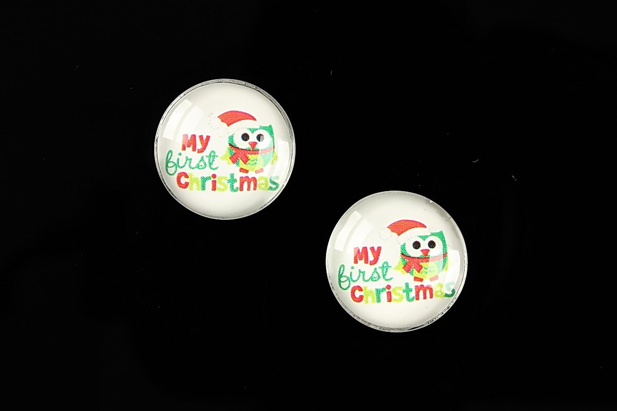 Cabochon sticla 16mm "Christmas" cod 610