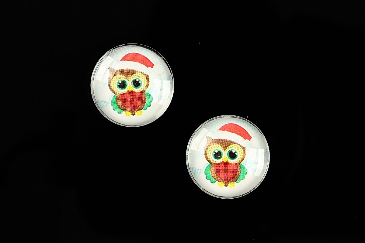 Cabochon sticla 16mm "Christmas" cod 611