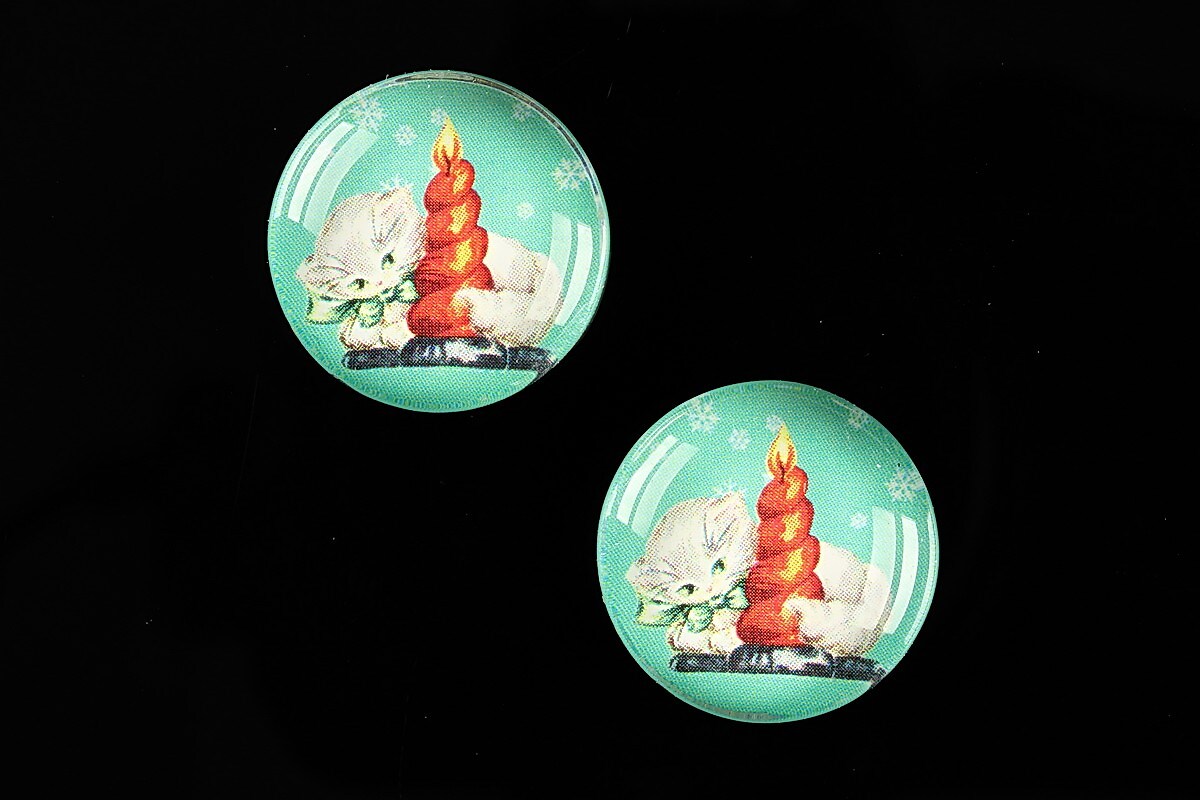 Cabochon sticla 20mm "Christmas" cod 618