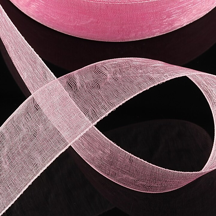 Panglica organza, latime 2,4cm (1m) - roz
