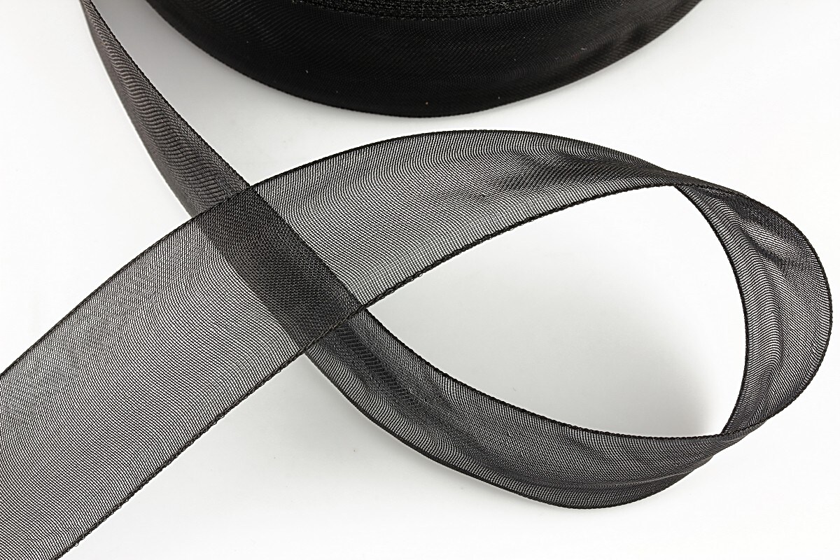 Panglica organza, latime 2,4cm (1m) - negru