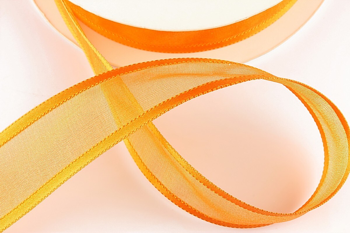 Panglica organza si saten, latime 2,5cm (1m) - portocaliu