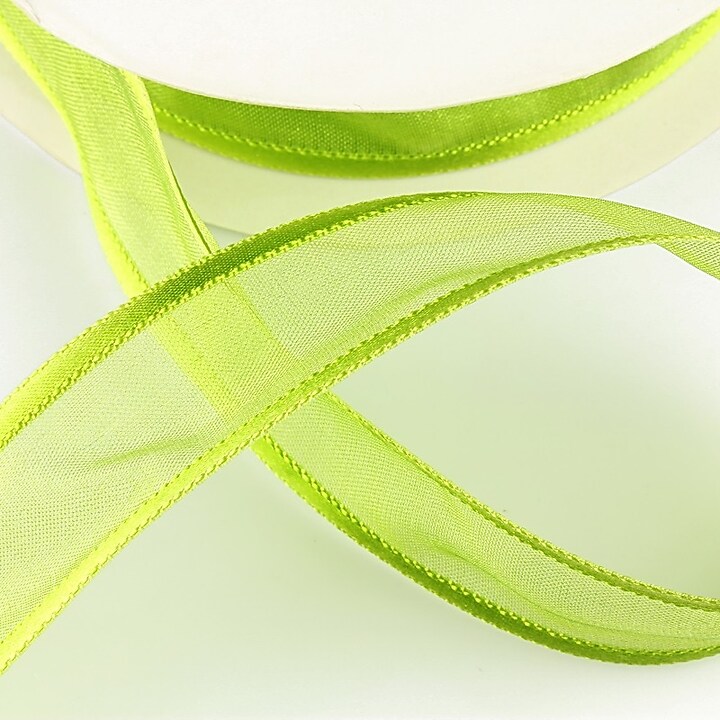 Panglica organza si saten, latime 2,5cm (1m) - verde lime