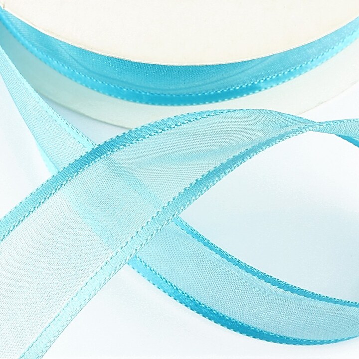 Panglica organza si saten, latime 2,5cm (1m) - bleu