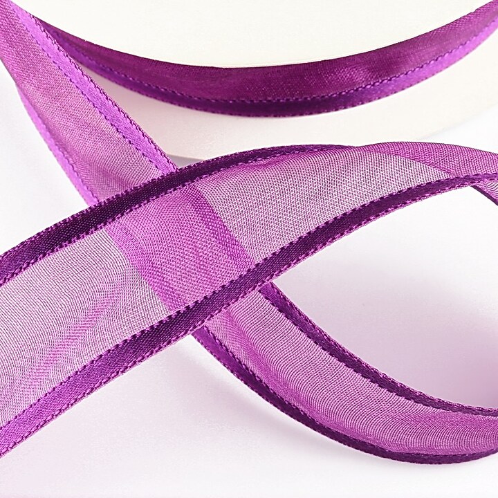 Panglica organza si saten, latime 2,5cm (1m) - purple