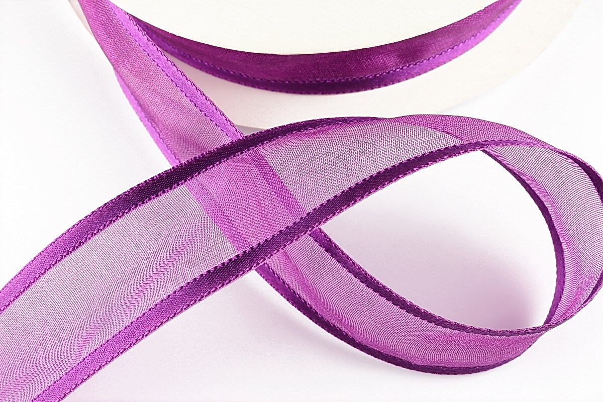 Panglica organza si saten, latime 2,5cm (1m) - purple