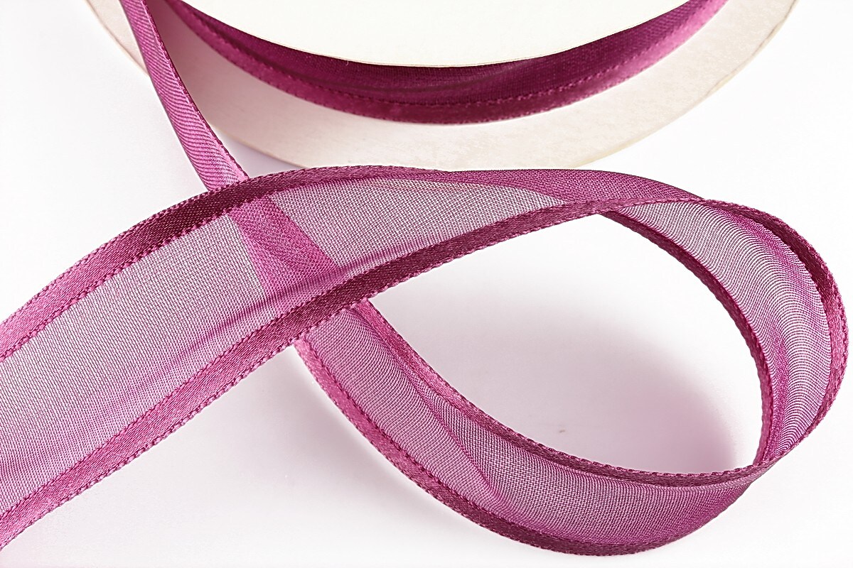 Panglica organza si saten, latime 2,5cm (1m) - magenta