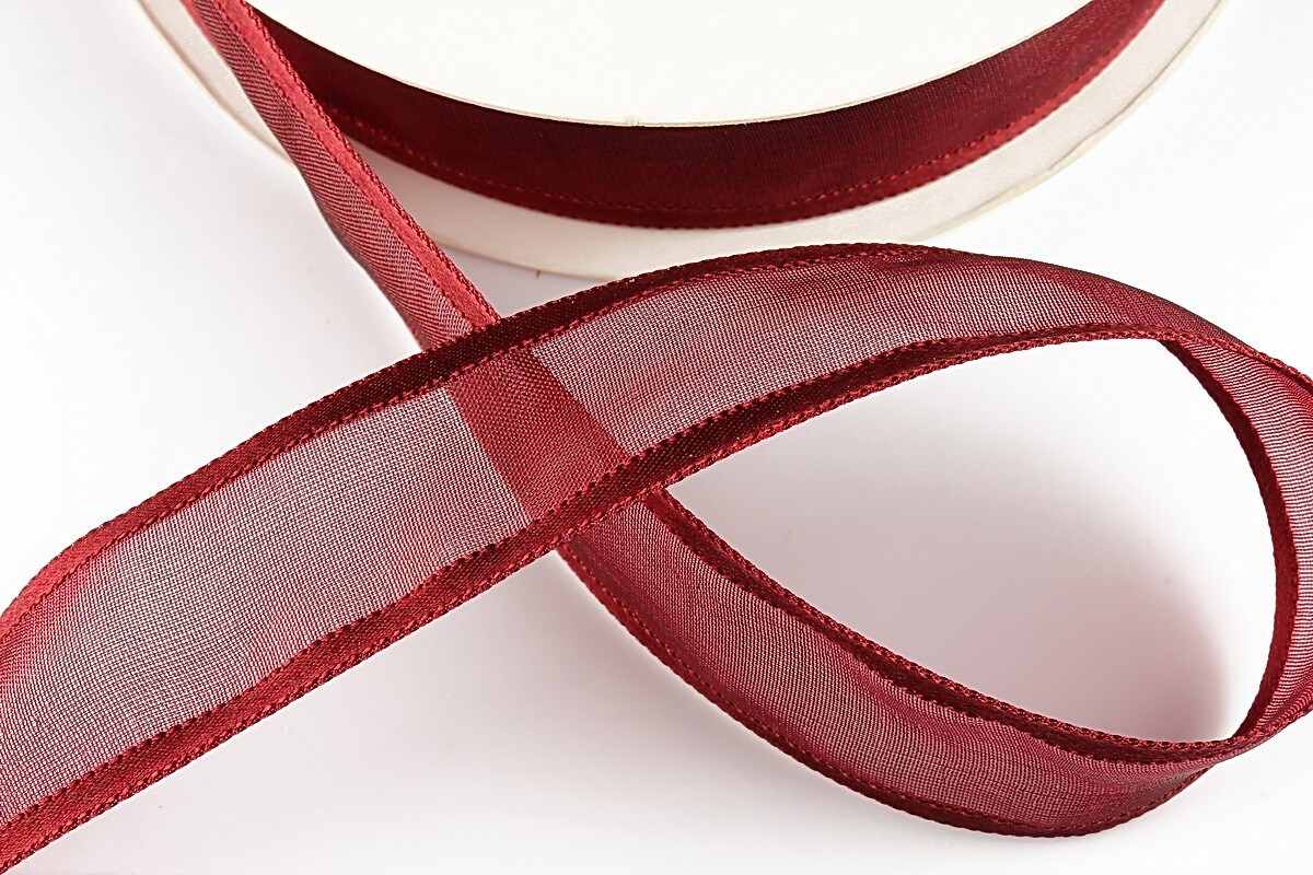 Panglica organza si saten, latime 2,5cm (1m) - bordo
