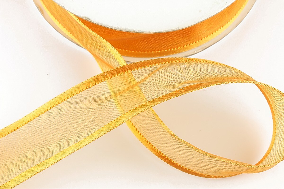 Panglica organza si saten, latime 2,5cm (1m) - orange