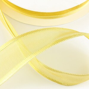Panglica organza si saten, latime 2,5cm (1m) - galben auriu