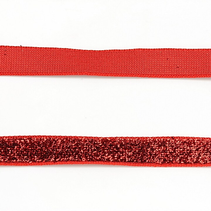 Panglica cu sclipici, latime 1cm (1m) - rosu