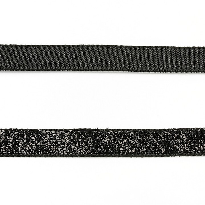 Panglica cu sclipici, latime 1cm (1m) - negru