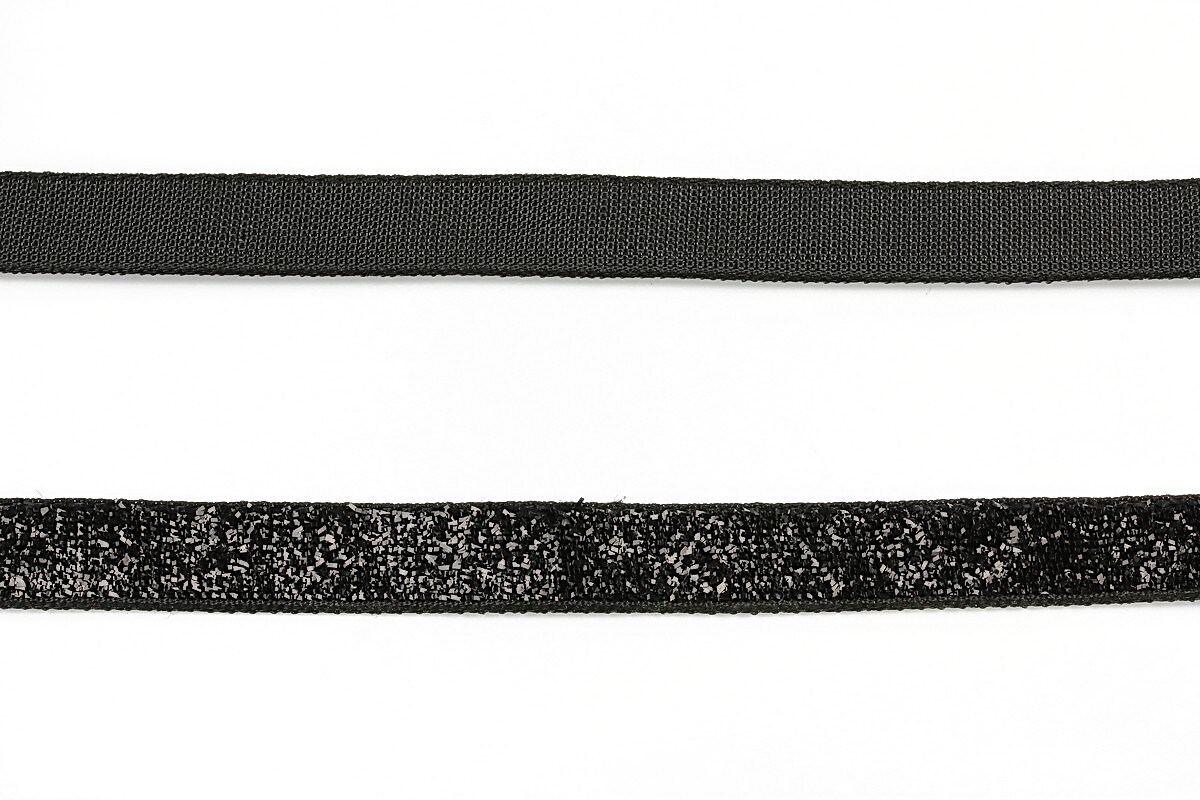 Panglica cu sclipici, latime 1cm (1m) - negru