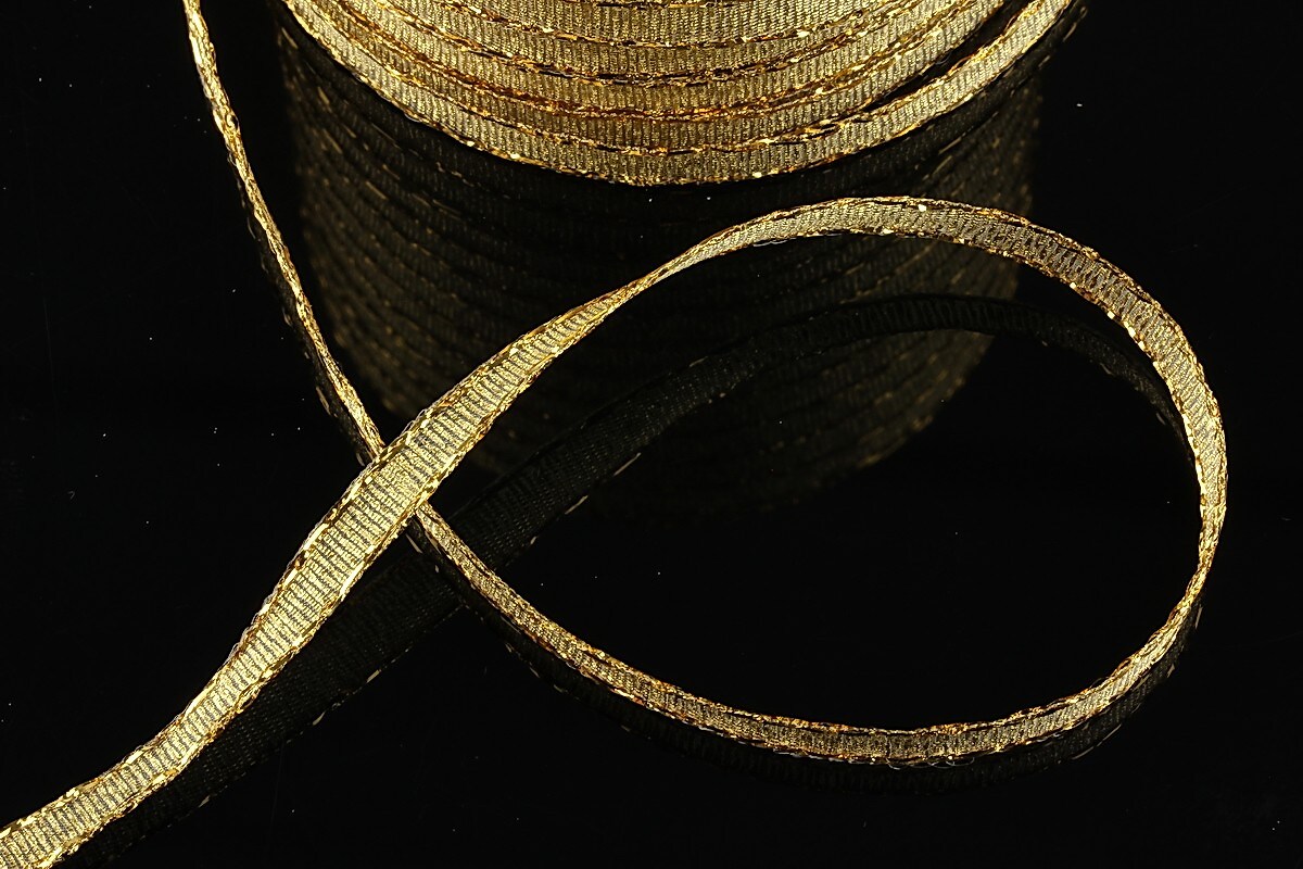 Panglica cu fir auriu, latime 0,6cm (1m)