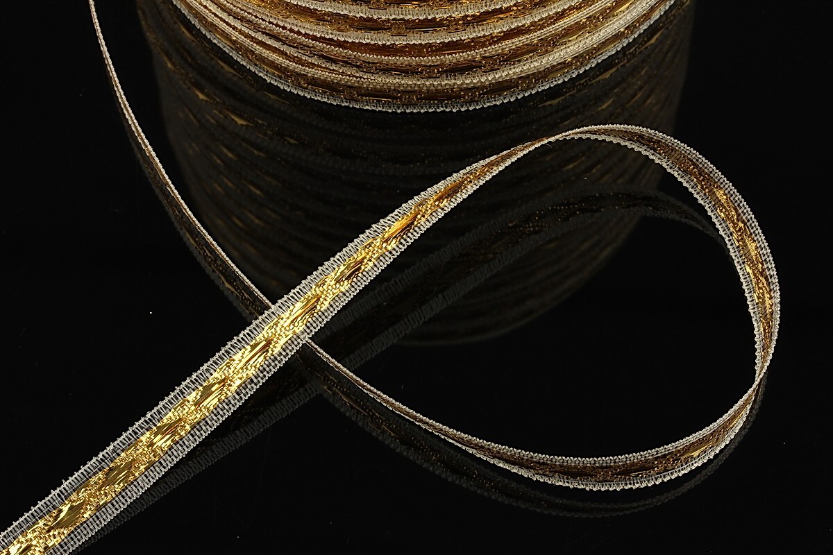 Panglica cu fir auriu, latime 0,7cm (1m)