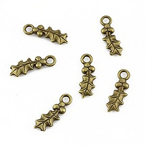 Charm bronz frunza 16x5mm