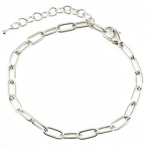 Baza bratara lant argintiu inchis 19,5cm, cu inchizatoare lobster