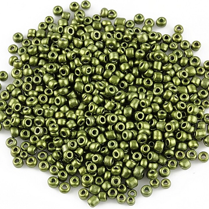 Margele de nisip 2mm cu efect frosted (50g) - cod 350 - verde olive