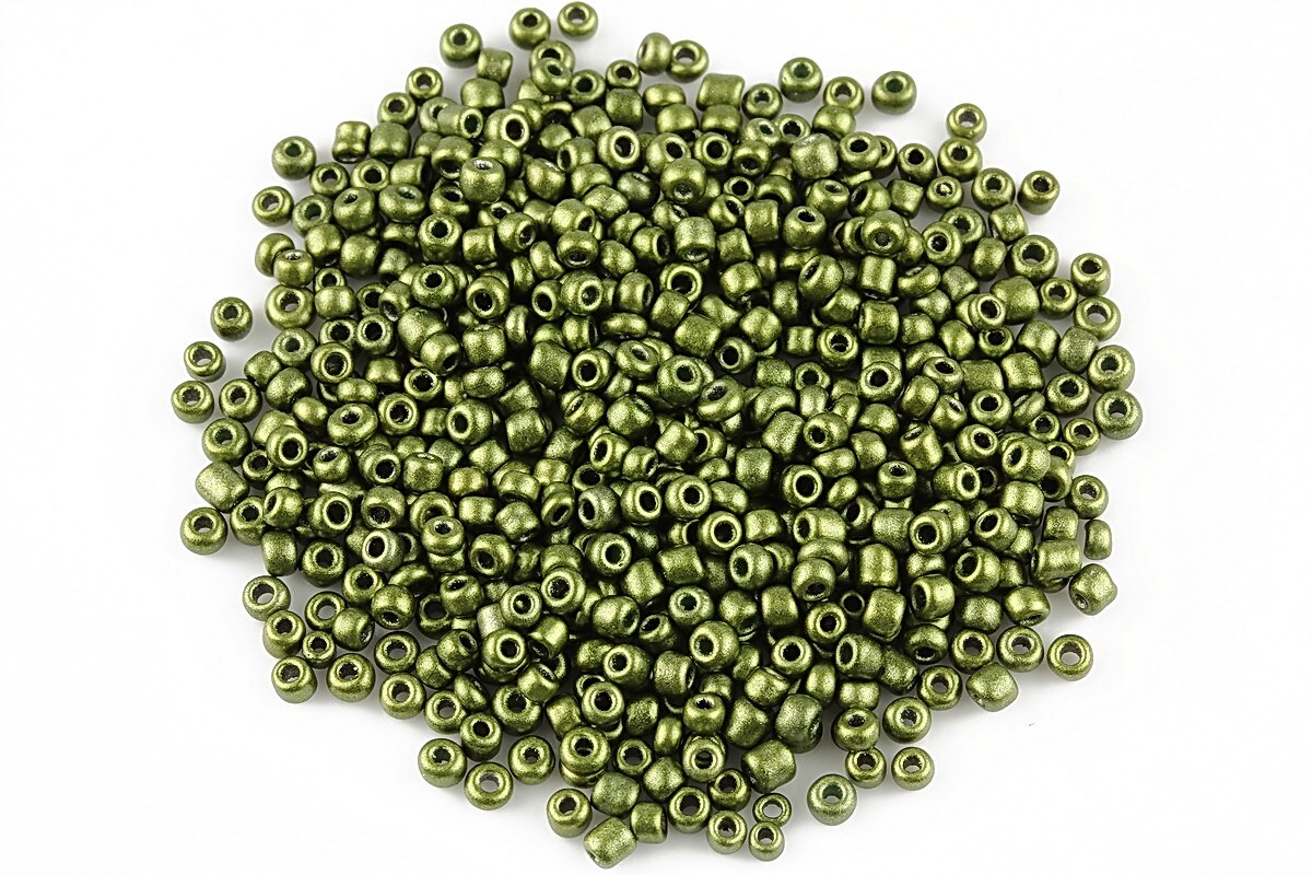 Margele de nisip 2mm cu efect frosted (50g) - cod 350 - verde olive